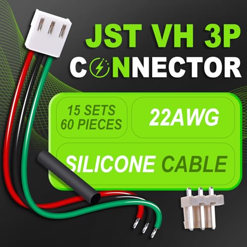 15 Sets/60 Pcs JST VH 3.96mm 3 Pin 22AWG Silicone Connector Kit | Premium Automotive Wiring, Heavy Duty Terminals, Reliable Circuit Board, High Temperature Housing, Easy Project Assembly - size: 3-Pin, style: JST-VH
