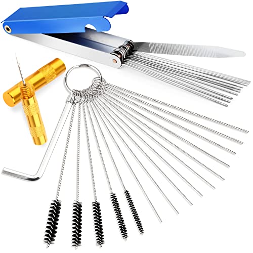 Valchoose Carburetor Cleaning Kit, Multi-Size Jet Clean Tools, 1 Set | 13 Wires,10 Needles,5 Brushes,1 Pick,1 Wrench, Efficiently Removes Carbon Deposits, Fits Motorcycle, ATV, Welder & Airbrush - style: 1 set with 1 needle