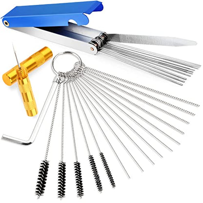 Valchoose Carburetor Cleaning Kit, Multi-Size Jet Clean Tools, 1 Set | 13 Wires,10 Needles,5 Brushes,1 Pick,1 Wrench, Efficiently Removes Carbon Deposits, Fits Motorcycle, ATV, Welder & Airbrush - style: 1 set with 1 needle