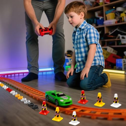 240 Pieces RC Car Racing Track Drift Runway Drift Field Fence with 30PCS Road Cones for 1/14 1/16 1/18 1/24 1/28 1/30 1/43 Mini RC Car (Black & Red & White & Yellow, 270PCS) - color: Black & Red & White & Yellow, 270pcs