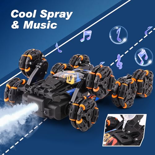 Cool 8 Wheels Hand Controlled rc Stunt Car Toys, Gesture Sensing Remote Control Cars for Boys Age 6 7 8-12 13 14 Year Old, Birthday Gifts Ideas for Kids - color: Black, Blue