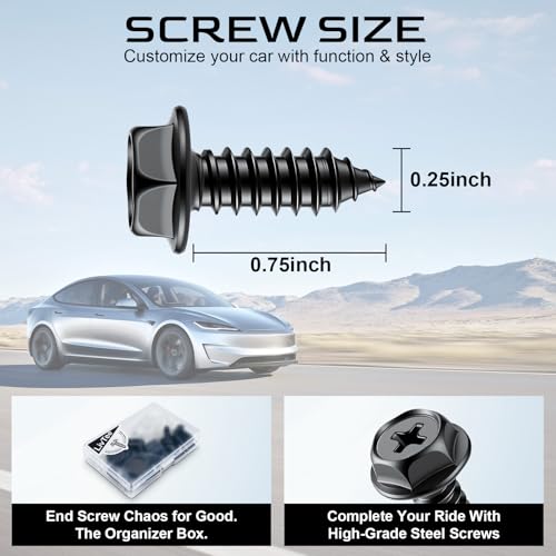 Rustproof License Plate Screws for Securing License Plates Frames and Covers on Cars and Trucks, 4 Sets Premium Stainless Steel Self Tapping Mounting Bolts (Black Zinc Plated) - color: Cross-Black, size: 4 Pack