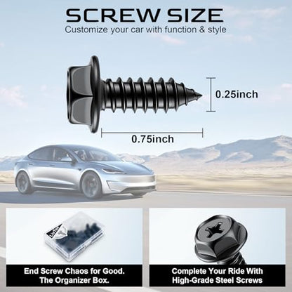 Rustproof License Plate Screws for Securing License Plates Frames and Covers on Cars and Trucks, 8 Set Premium Stainless Steel Self Tapping Mounting Bolts (Black Zinc Plated) - color: Cross-Black, size: 8 Pack
