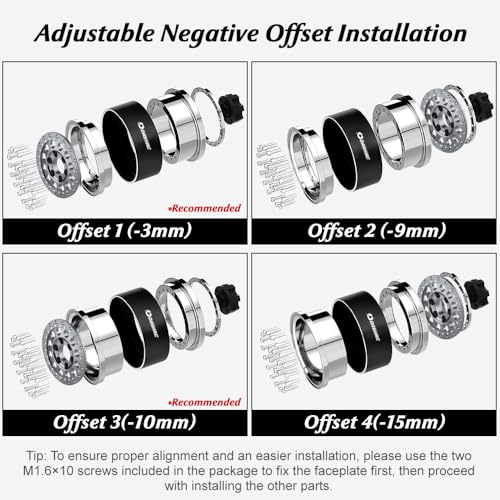 RC 1.9" Beadlock Wheels with Adjustable Offset for TRX4 SCX10 | Aluminum Alloy, Adjustable Negative Offset, 12mm Hex, Fits GEN7 GEN8 VS4-10 RC4WD & D90 1/10 RC Crawlers - color: Space Grey