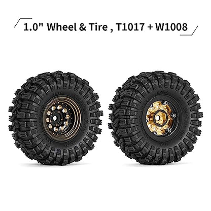 INJORA Black Coating Brass 1.0 Beadlock Wheel Tires Set for 1/24 1/18 RC - color: Black