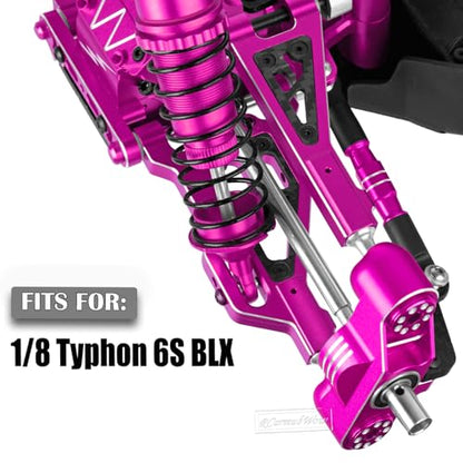 RC Upgrades Part for 1/8 Typhon 6S BLX,Alloy Front Rear Suspension Arms,Turnbuckles Links,Front Knuckles Steering Blocks &Rear Hub Stub Axle Carriers,Wing Mount &Wheelie Bar Set,Pink - color: Pink(1set)
