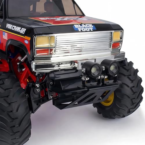 AMK 1/10 RC Crawler LED Lights, 2Pcs 3W Aluminum Headlights Spotlight, 5-12V RC Light Kit with Receiver or 2S/3S Power for Axial SCX10 90046 RC4WD D90 TRX4 TRX6 DIY Upgrade Accessories (Black) - color: Black