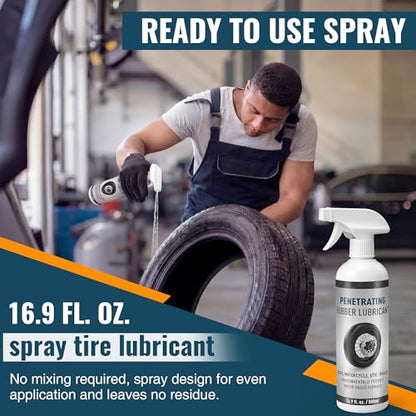 16.9 oz Bottle Tire Mounting Rubber Lubricant, Tire Mounting and Demounting Lubricant for Enhanced Bead Seal & Rust Protection for Car, Truck, Motorcycle, UTV & Trailer, Ready to Use Spray