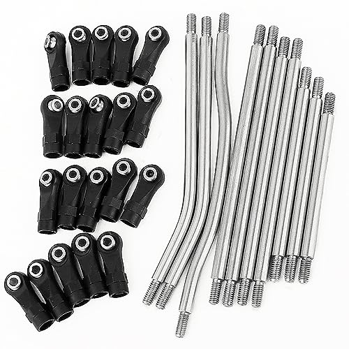 10Pcs Stainless Steel Link Rod Linkage Set with Ball End for Axial for 1/10 RC Crawler Axial SCX10 PRO Upgrade Part