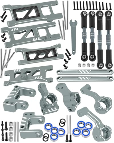 RC Upgrades Part for 1/10 ECX 2WD Series RC Car,Alloy Adjustable Turnbuckles Camber Links,Suspension Arms,Left Right Caster Blocks,Front Steering Block,Rear Stub Axle Carriers,Titanium - color: Titanium(1set)