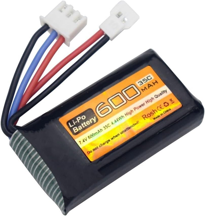 7.4V 600mAh 35C 2S Lipo Battery with Molex Plug and USB Charger Suitable for FMS FCX24 RC Cars, Trucks, Remote Control Electric Climbing Vehicles FCX24 Batteries