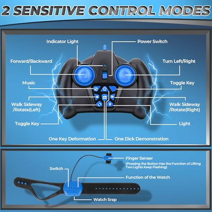 Dysaim Gesture RC Car, Gesture Sensing RC Stunt Car Toys for Kids 6-12 yr, 2.4GHz 4WD Hand Remote Control with Lights Music, Off-Road 360° Rotation Drift for Birthday Toy Gifts - color: Dark Blue