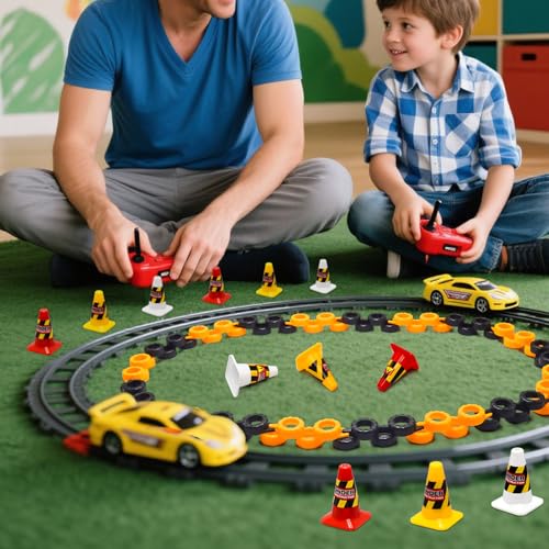 120 Pieces RC Car Racing Track Drift Runway Drift Field Fence with 30PCS Road Cones for 1/14 1/16 1/18 1/24 1/28 1/30 1/43 Mini RC Car (Black & Yellow, 150PCS) - color: Black & Yellow, 150pcs