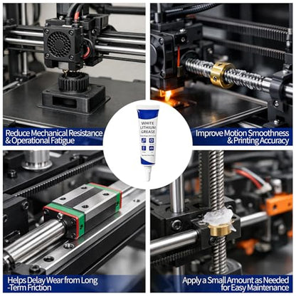 6-Pack 3D Printer Grease Lubricant for Gears Parts, Multi-Purpose Lubricant Grease for FDM 3D Printer Parts, Gears, Guide Rails and Lead Screws, Smooth Motion Support, Low Odor Grease Paste, 10g × 6 - style: 3D Printer Grease 10g x 6
