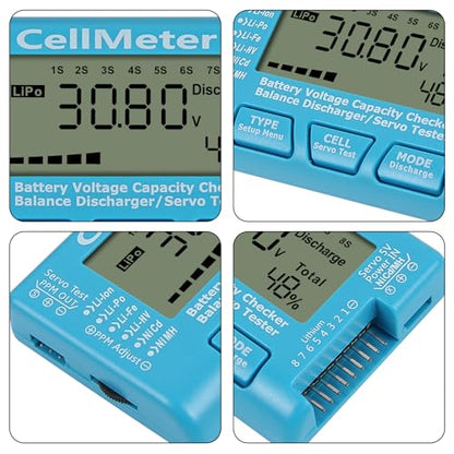 RC Cellmeter 8 Digital Battery Capacity Checker Controller Tester Voltage Tester for LiPo Life Li-ion NiMH Nicd Cell Meter (8 in 1 cellmeter)