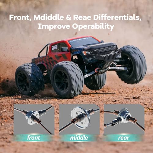 FCXㅤ FMS FMT10S 1/10 Chevrolet Colorado S Brushless RC Truck, 4WD Off-Road Crawler with Metal Chassis, Waterproof ESC, Hobby Grade Remote Control Car for Adults (Black and Red)