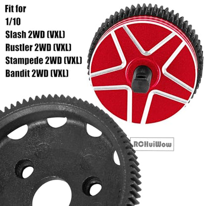 RC Gears Upgrades Part for 1/10 Slash/Stampede/Bandit/Rustler 2WD VXL,Diff Transmission Gear &48P 76T w/25T 27T Pinions &Pressure Plate &Slipper Clutch &Slipper Rebuild Kit Hops Up,Red - color: Red(1set)