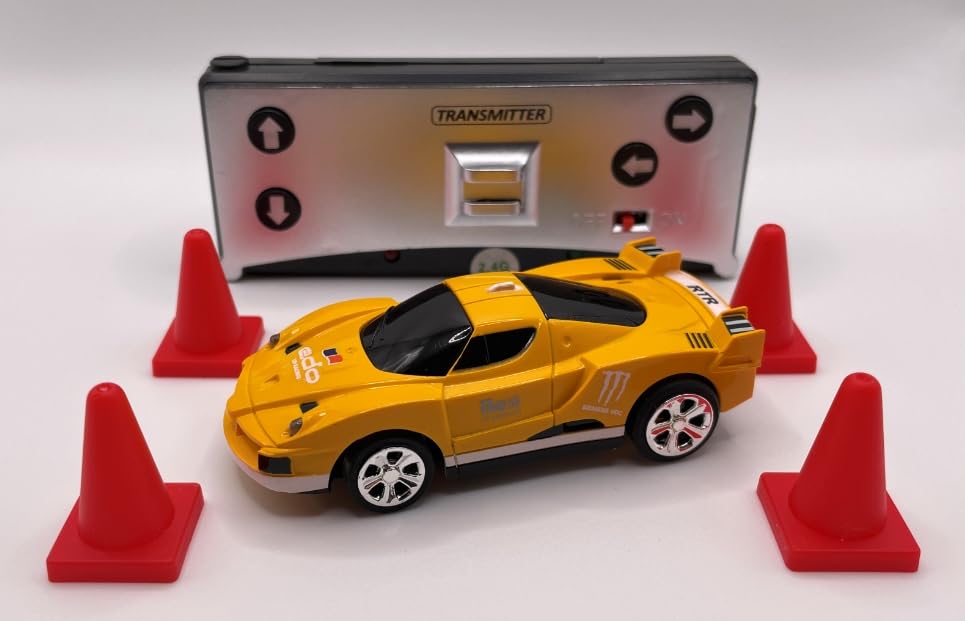 Mini RC 1:58 Scale Small Pocket Portable Micro Racing Car Can Miniature Coke Can Upgraded 2.4G Wireless Radio Remote Control for Multi-Users (Qty. 1 = 1 Can) (Yellow) - color: Yellow