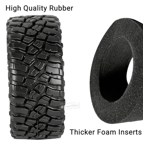 RC 1.0 Beadlock Tires for 1/18 TRX4M / Ascent-18 / SCX24 / FCX24 RC Crawler,1.0 In High Traction High Grip Rubber Tires w/Foam Insert,Style 5 - style: Style5(4pcs)