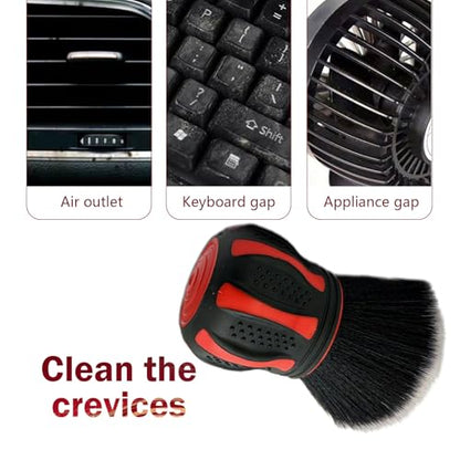 Car Interior Brush, Soft Bristles with Storage Rack, Car Beauty Tools, Car Detailing Brush Kit, Suitable for Most Cars (Red) - color: Red