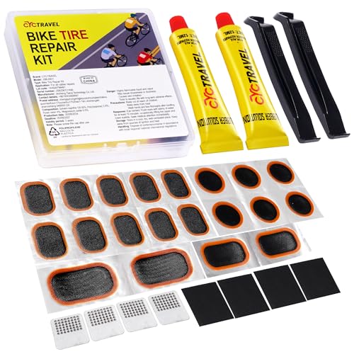 Bike Tire Repair Kit, Bicycle Inner Tube Puncture Patch Kits with 20 PCS Vulcanizing Patches, User Manual, Metal Rasp and Tire Lever, Bike Patch Kit for Mountain and Road Bike - style: Standard Model