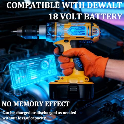 Upgraded 18V Replacement Battery for Dewalt 18V XRP Type Tools 2-Pack | 5.0Ah Ni-MH Battery Compatible with DC9096, DC9071, DE9096 DE9098 ,DW9071, DW9095, DW9096 Power Tools & Chargers