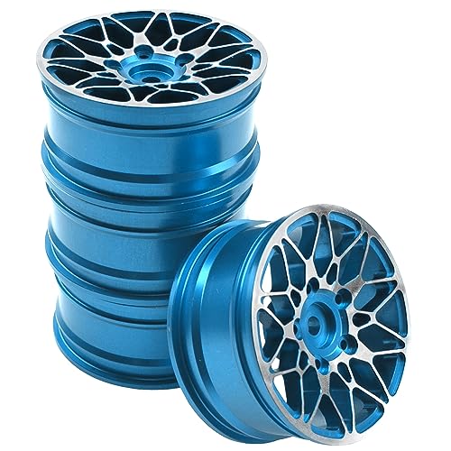 ShareGoo Metal Wheel Rims RC 12mm Hex Hubs 1/10 RC Drift On-Road Racing Touring Wheel Rim Compatible with HSP Tamiya Kyosho RedCat Sakura WLtoys Universal 1/10 RC Scales (Blue) - color: Blue