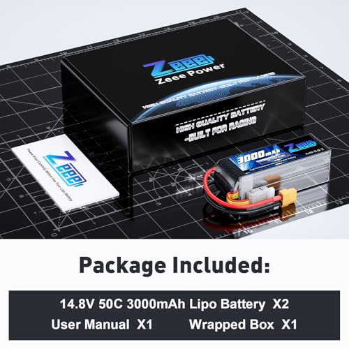 Zeee 4S Lipo Battery 3000mAh 14.8V 50C with XT60 Plug (2 Packs) | Soft Case Battery for RC Airplane Helicopter Drone FPV RC Boat UAV RC Car Truck Boat Racing Hobby Models