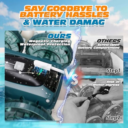 Tecnock Amphibious Remote Control Car Boat, 4WD Gesture RC Cars with Magnetic Charging, 60 Min Playtime, LED Lights, Pool Toys for Kids Ages 6-12, Gift Toys for Boys Girls - color: Green