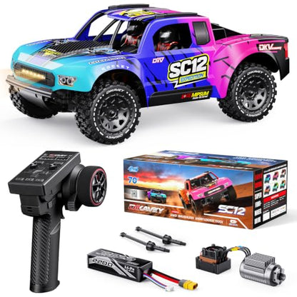 1/12 Brushless Remote Control Car RTR, 42MPH (70+Km/H 4WD Rc Short-Course Truck, Amateur-Level Rc Drift Car, Equipped with 3s 2200 Mah Battery, All-Terrain Tires, Suitable for Adults-Blue - color: Blue