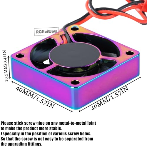 RC 40 * 40MM 14000 RPM Motor Cooling Fan Brushless Motor Heat Sink 4.8-8.4V Upgrades Part for 1/10 1/8 4068 4092 4074 RC Car Brushless Motor，Alloy High Speed Heatsink Cooling Fan,2PCS
