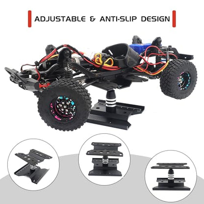 RC Car Work Stand, 360° Rotating Repair Tool Holder for 1/16 1/18 1/24 Scale Remote Control Trucks, Crawlers, Buggies(Black)