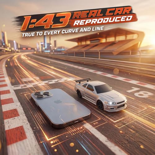 [2026 Upgrade 1/43 Mini RC Drift Car with Gyroscope, 4WD RTR | Gyro Mini Drift RC Car, 1/43 RC Drift Car Toys for Kids Ages 8-14, Birthday Gifts for Boys Girls, 2 Tire Sets, 8 Cones - color: Silver