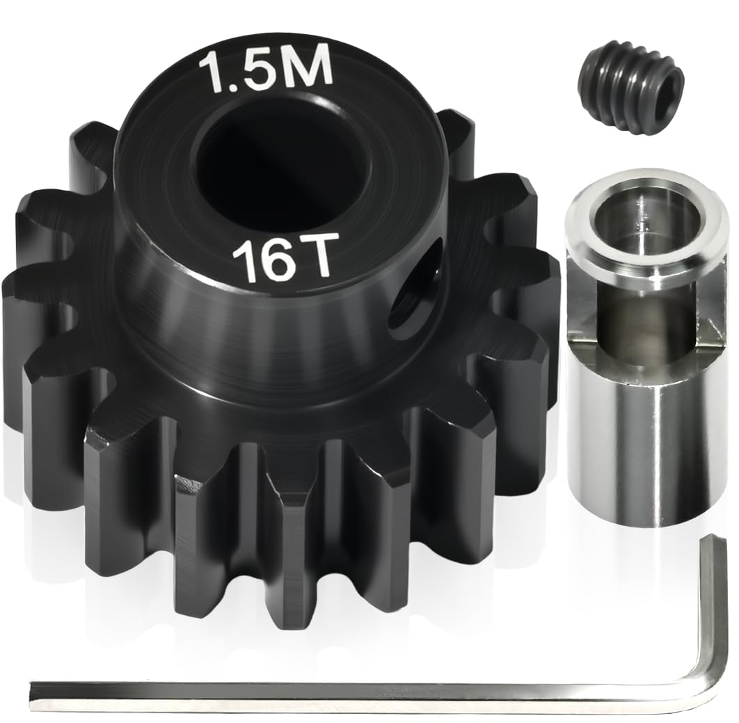M1.5 23T Pinion Gear 8mm Bore with 8mm to 5mm Shaft Adapter Sleeve, Chromium Steel Motor Gear with Set Screw & Hex Key for Traxxas ARRMA Losi 1/5 1/8 RC Cars - size: 23T