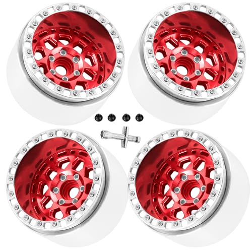 2.2" Beadlock RC Wheels for 1/10 RC Crawler SCX10 Capra,AMG 6x6,TRX4,Red cat Gen8 Everest Gen7 Pro,Alloy Aluminium rc Wheels 2.2 Beadlock Wheel 2.2 rc Rims,4pcs,Red - color: Red(4pcs)