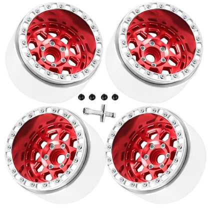 2.2" Beadlock RC Wheels for 1/10 RC Crawler SCX10 Capra,AMG 6x6,TRX4,Red cat Gen8 Everest Gen7 Pro,Alloy Aluminium rc Wheels 2.2 Beadlock Wheel 2.2 rc Rims,4pcs,Red - color: Red(4pcs)
