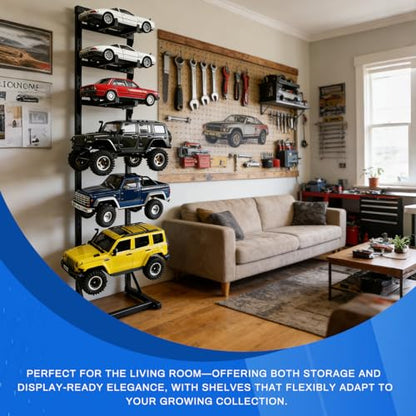 RC Car Stand, Adjustable RC Car Storage Rack, Remote-Controlled Model Cars, Mini Off-Road Vehicles, Large Trucks, Compatible with 1/6, 1/8, 1/12，1/18, and 1/24 Scale RC Model Cars.