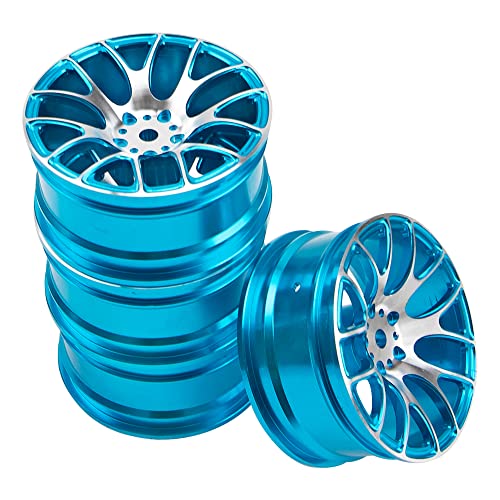 4Pack HIRCQOO Metal Wheel Rims 12mm Hex Hub Compatible with 1/10 On-Road Racing Touring Drift Car Tamiya TT-01 Kyosho RedCat Sakura D4 XIS HSP 1/10 RC Scales,Width 26mm (Blue) - color: Blue
