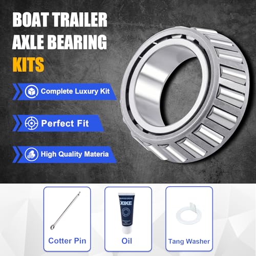 XiKe 25580/25520 & 14125A/14276 Trailer Bearings Wheel Hub Kit, 4 Sets | Fits 6,000-7,000 lb Axles, Includes 21333TB/10-10 Seal, 22333TB/10-36 Seal and Cotter Pin - size: 25580/20 ＆ 14125A/76 + Seal ID 2.125'' ＆ 2.250'', style: Pack 4 Set