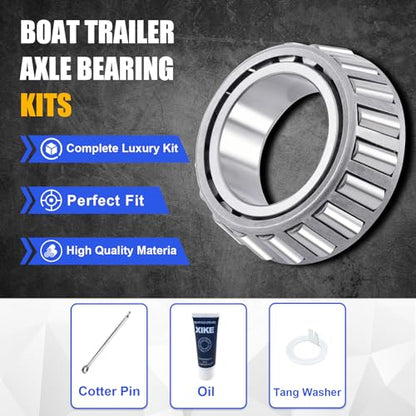 XiKe 25580 25520 & LM67048 LM67010 Trailer Bearings Wheel Hub Kit, 4 Sets | Fits 5,200-6,000 lb Axles, Includes 21333TB/10-10 Seal, 22333TB/10-36 Seal and Cotter Pin - size: 25580/20 ＆ LM67048/10 + Seal ID 2.125'' ＆ 2.250'', style: Pack 4 Set