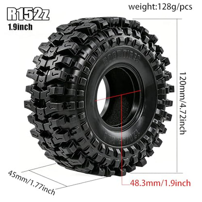 REDSPIDER 1.9" RC Crawler Tires, Super Soft Sticky Rubber Off-Road Tires with Foam Inserts, Deep Tread Rock Climbing Tires for 1/10 Axial SCX10 SCX10 II TRX4 D90 RC Truck (4PCS)