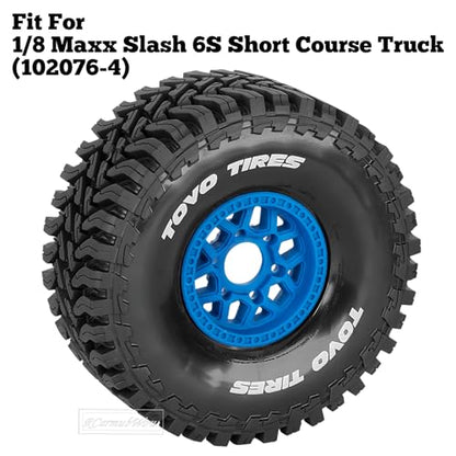 RC Wheels and Tire for 1/8 Maxx Slash 6S Short Course Truck(102076-4),All-Terrain Rubber Tyres w/Foam Insert,Replacement for #10272,Navy Blue - color: Navy Blue(4pcs)