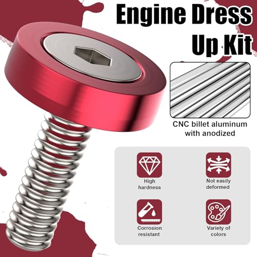20 PCS Engine Dress Up Kit, CNC Finishing Fender Bumper Washers (Red) | M6 Aluminum Engine Bay Dress Up Kit, Fender Bolts for Trunk License Plate Frame - color: 20 pcs Red