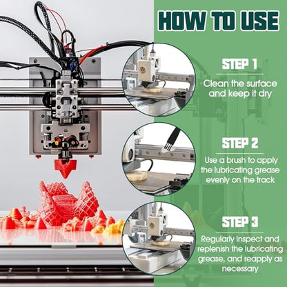 JAOJAO 3D Printer Grease,Reduces Friction & Protects Rails & Bearings, 100g | 3D Printer Lubricant for Lead Screws, X/Y/Z Axis, Gears and Other En der 3 5 V3 SE Office Home Accessories Equipment