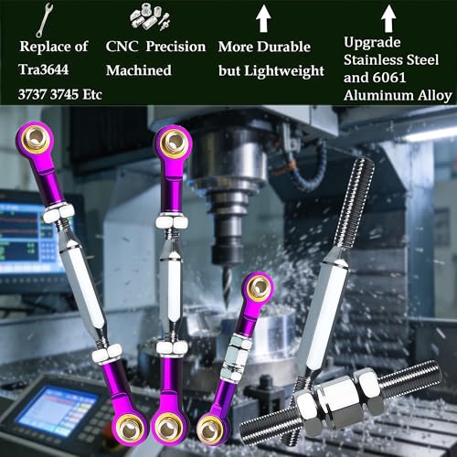 74-108mm Stainless Steel Turnbuckles Fit for 1/10 Traxxas Rustler 4X4 2WD,Adjustable Camber Links with Rod Ends for Slash 2WD 4X4,Hoss 4X4,Stampede 4X4,Bandit 2WD 4X4 Upgrades Hop Ups Parts,Purple - color: Purple