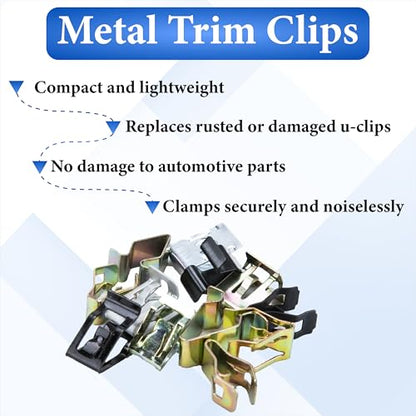 240 PCS 12 Sizes Auto Car U-Clips, Metal Trim Clips, Trim Moulding Clip Kit | Automotive Trim Moulding Fastener Clips, Universal Metal Dash Retainer Clips Replacement for Most Cars