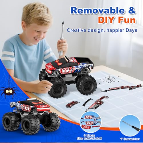 TOZDTO Remote Control Car, Monster Truck Toys for Boys RC Cars | 2.4 GHz Waterproof RC Trucks, 1:18 4WD All Terrain Off-Road Pickup, Cool Christmas Birthday Ideas Gifts for Kids 6+ Year Old - color: Ture Red