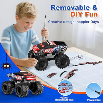 TOZDTO Remote Control Car, Monster Truck Toys for Boys RC Cars | 2.4 GHz Waterproof RC Trucks, 1:18 4WD All Terrain Off-Road Pickup, Cool Christmas Birthday Ideas Gifts for Kids 6+ Year Old - color: Ture Red