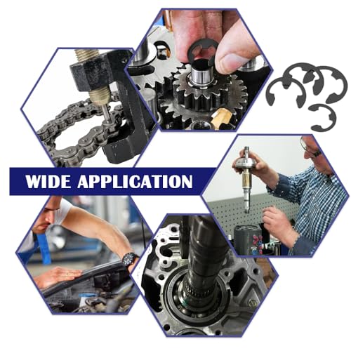 400PCS 10 Size E-Clips Assortment Kit Black Alloy Steel E Clip Circlip External Retaining Ring Washer Includes Sizes 1.5mm-10mm HE002