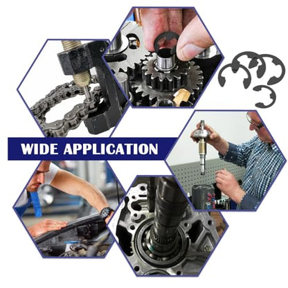 400PCS 10 Size E-Clips Assortment Kit Black Alloy Steel E Clip Circlip External Retaining Ring Washer Includes Sizes 1.5mm-10mm HE002
